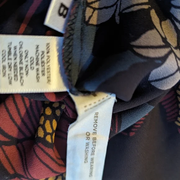 LOFT Floral Blouse - Dark Blue and Burgundy - Picture 3 of 3